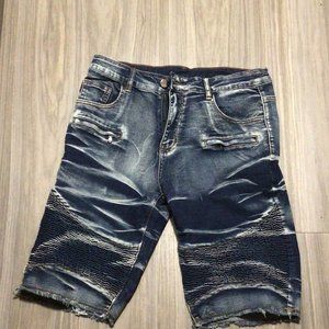 Tie dye jeans shorts blue 32 waist new no tags